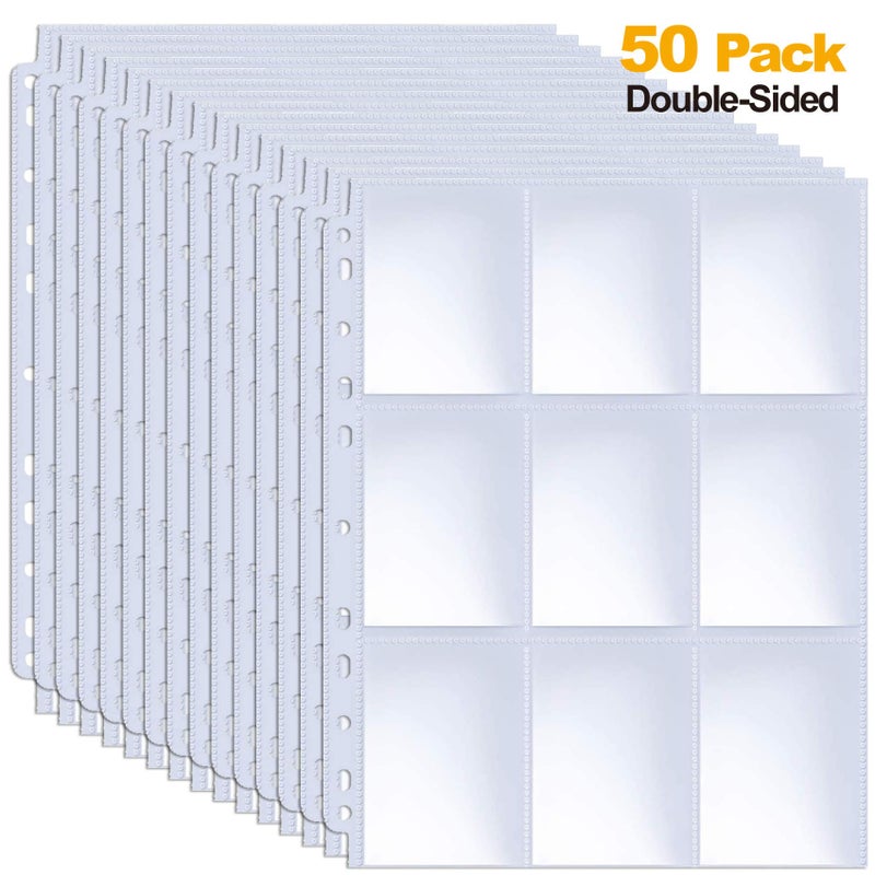 ABLY 900 Pockets Baseball Card Sleeves, ABLY Double Side 9-Pocket Trading Card Binder Sleeves Page Protectors Sheet for Skylanders, Pokemon, Top Trumps for 3 Ring Binder(50 Pages) - Image 5